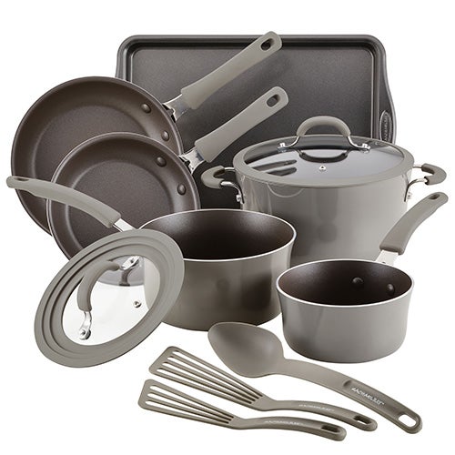 Cook + Create 11pc Nonstick Cookware Set, Gray