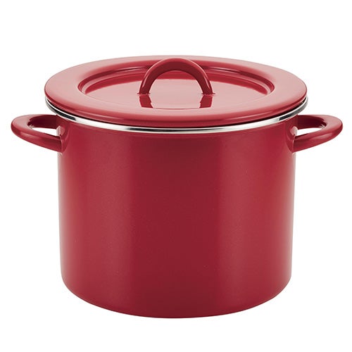 Create Delicious 12qt Enamel on Steel Stockpot w/ Lid, Red