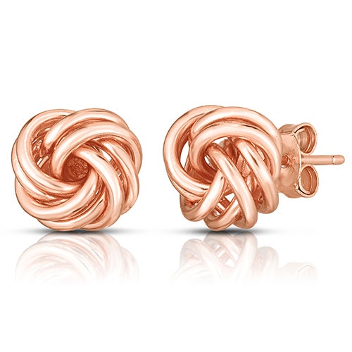 Sterling Silver Love Knot Earrings, Rose Gold