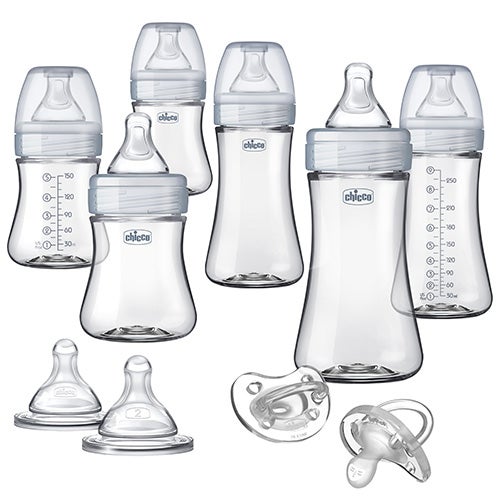 Duo Deluxe Hybrid Baby Bottle Gift Set, Clear/Gray