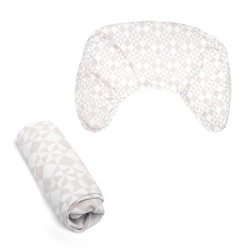 Boppy New Nursing Pillow Cotton Cover, Organic Beige Checkered Quilt