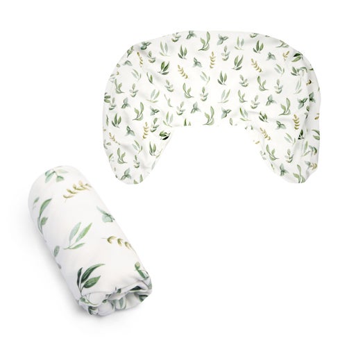 Boppy New Nursing Pillow Cotton Cover, Organic Green Leaves