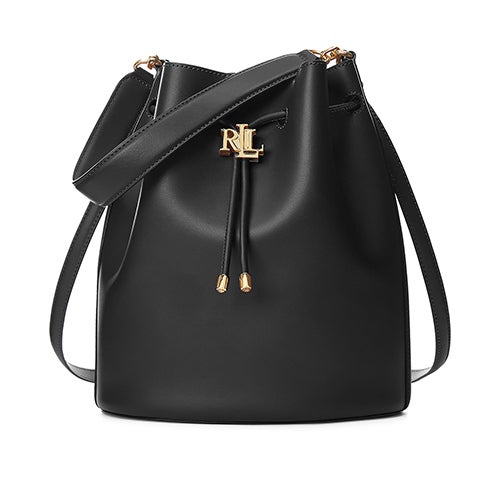 Andie Leather Large Drawstring Bag, Black