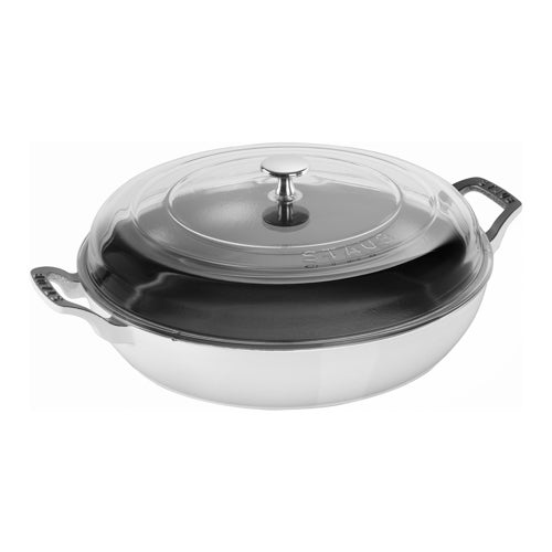 3.5qt Cast Iron Braiser w/ Glass Lid, White