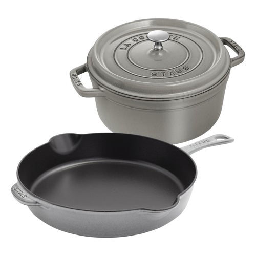 3pc Cast Iron Cookware Set, Graphite Gray
