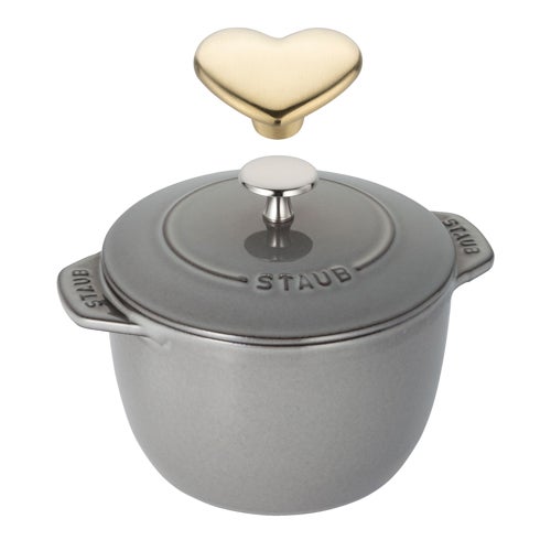 1.5qt Cast Iron Petite French Oven w/ Heart Knob, Graphite Gray