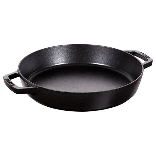 13" Cast Iron Double Handle Fry Pan, Matte Black