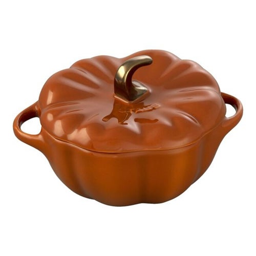 0.75qt Petite Cast Iron Pumpkin Cocotte, Burnt Orange