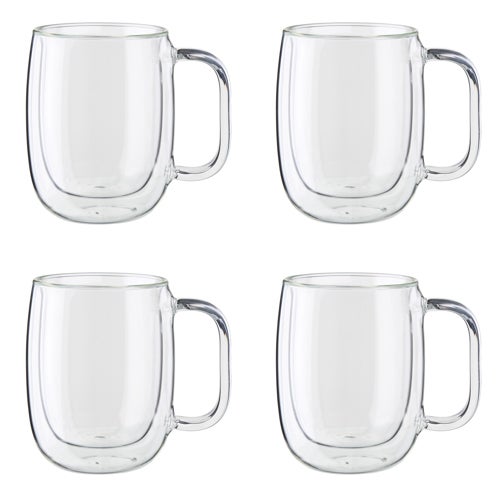 Sorrento 4pc Double Wall Glass Coffee Mug Set