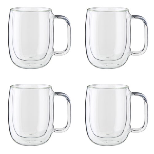 Sorrento 4pc Double Wall Glass Coffee Mug Set