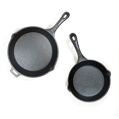 2pc Preseasoned Cast Iron Skillet Set, 8" & 10.5"