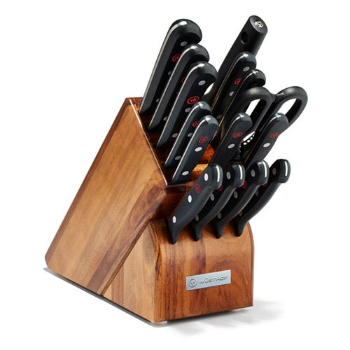 Gourmet 16pc Knife Block Set Acacia