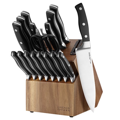 Insignia Classic 18pc Knife Block Set, Black