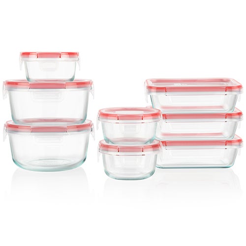 16-Pc Glass Food Storage Set