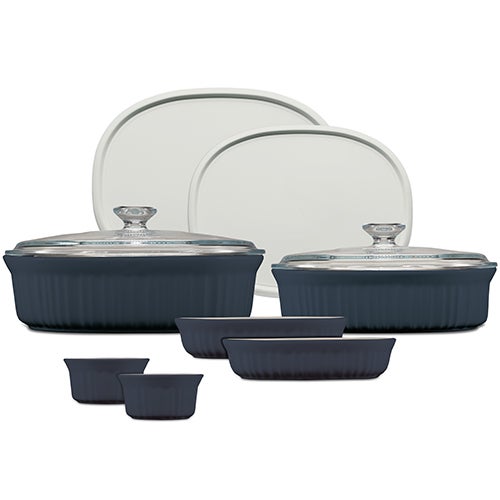 French White 10pc Bakeware Set, French Navy