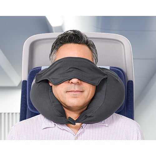 Cushion Lab Black Ergonomic Travel Neck Pillow