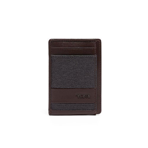 Alpha Money Clip Card Case, Anthracite/Brown