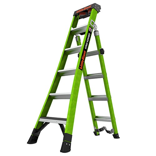 King Kombo 2.0 6ft Extendable Type IAA Fiberglass Ladder w/ V-Bar & Ground Cue