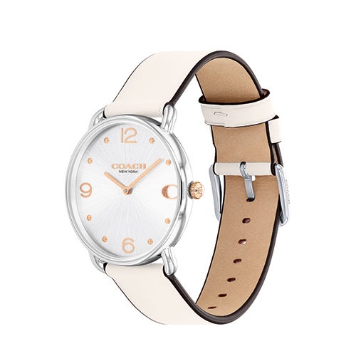 Ladies' Elliot Chalk White Leather Strap, Silver Dial