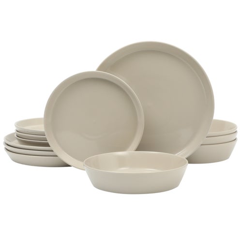 Faretta 12pc Dinnerware Set, Taupe