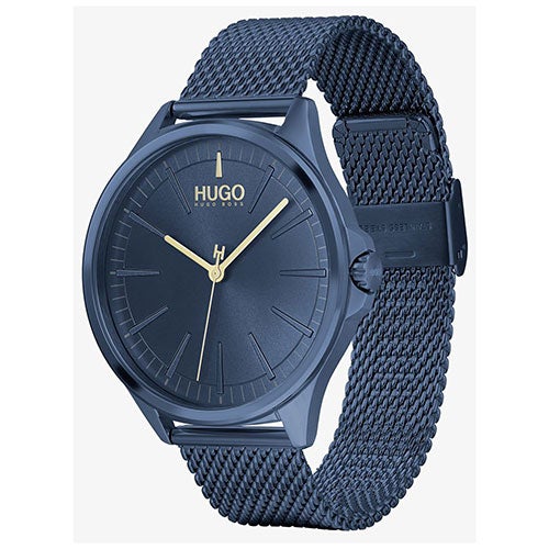 Mens Smash Dark Blue Stainless Steel Mesh Watch, Dark Blue Dial