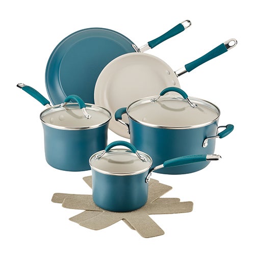 10pc Cucina Ceramic Cookware Set, Marine Blue