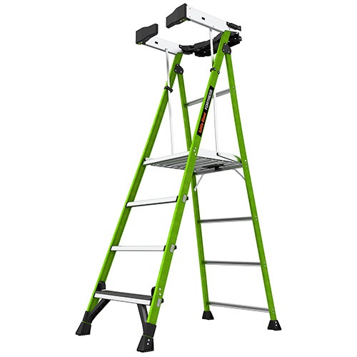 FORTRESS 4ft Fiberglass Platform Ladder w/ Wraparound & Ground Cue