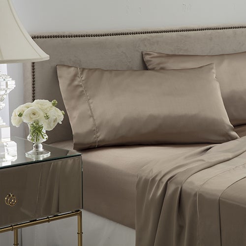 Elegance King Satin Sheet Set, Champagne