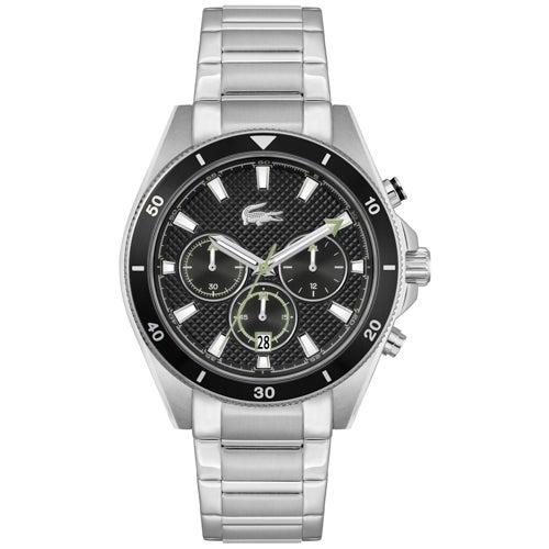Men's Mainsail Chronograph Silver-Tone Stainless Steel Watch, Black Dial