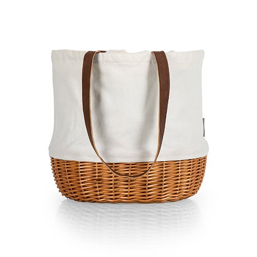 Coronado Canvas & Willow Basket Tote, Beige Canvas