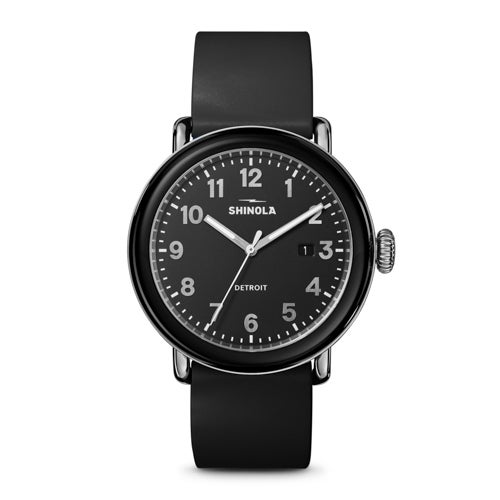 Detrola Black Rubber Strap Watch, Black Dial