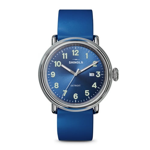 Detrola Blue Rubber Strap Watch, Denim Blue Dial