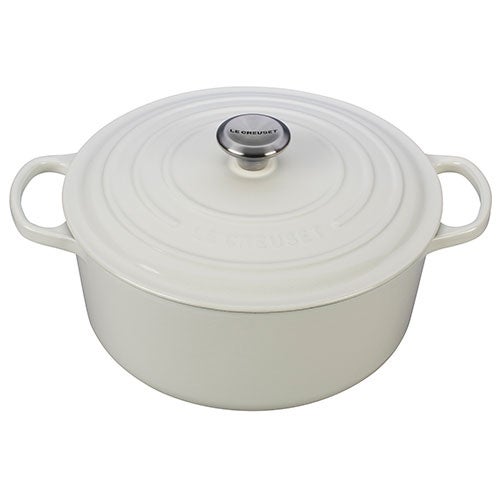 7.25qt Signature Cast Iron Round Dutch Oven, White