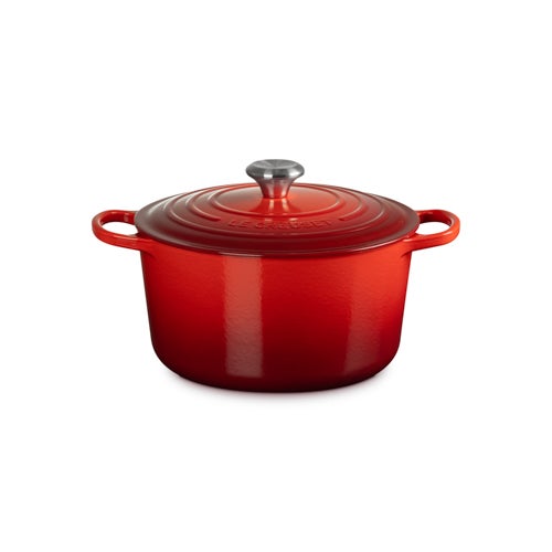 6.5qt Signature Cast Iron Deep Round Dutch Oven, Cerise