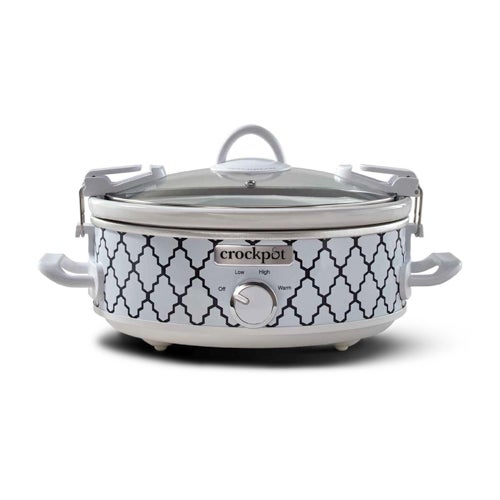 Manual 2.5qt Casserole Crock Slow Cooker, Blue & White