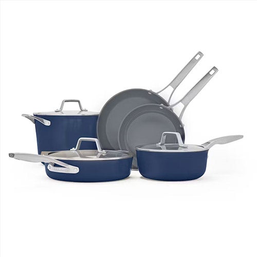Premier Ceramic 8pc Nonstick Cookware Set, Midnight Blue