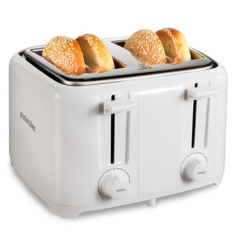 Wide Slot 4 Slice Toaster, White