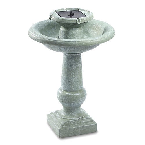 Chatsworth 2-Tier Solar Fountain, Weathered Stone
