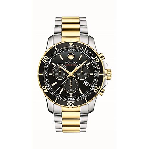 Mens Series 800 Black & Gold Performance Steel Chronograph Watch, Black Dial