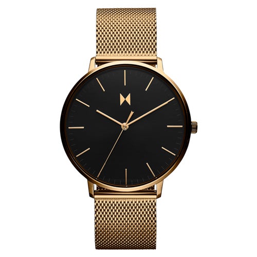 Mens Legacy Slim Lion Gold-Tone Stainless Steel Mesh Watch, Black Dial