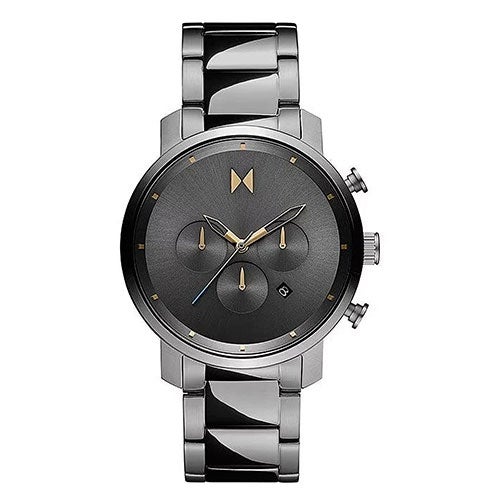 Mens Chrono Gunmetal IP Stainless Steel Watch, Gunmetal Dial