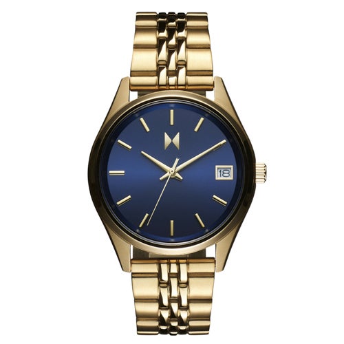 Ladies' Rise Boyfriend Gold-Tone Stainless Steel Watch, Navy Dial