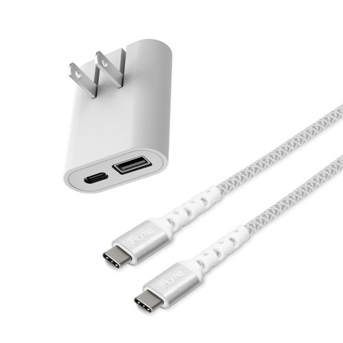 20W AC Pro Wall Charger + USB-C to USB-C Cable w/ Power Delivery, White