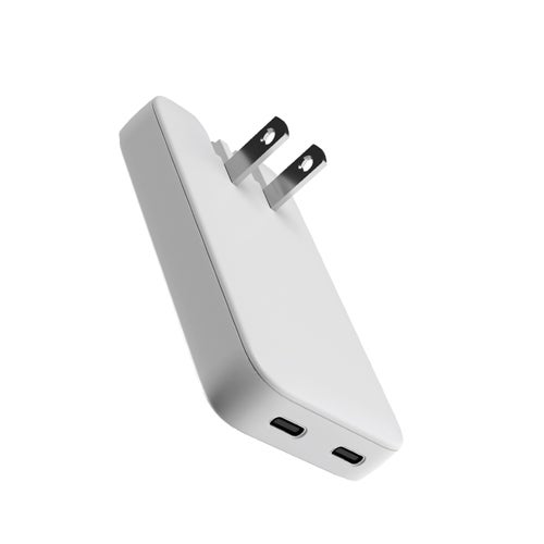 65W GAN Dual USB-C Port Wall Charger, White