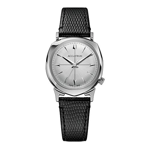Unisex Legacy Automatic 505 Case Black Leather Strap, Silver Dial