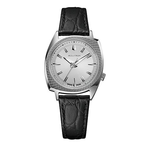 Unisex Legacy Automatic 565 Case Black Leather Strap, Silver Dial