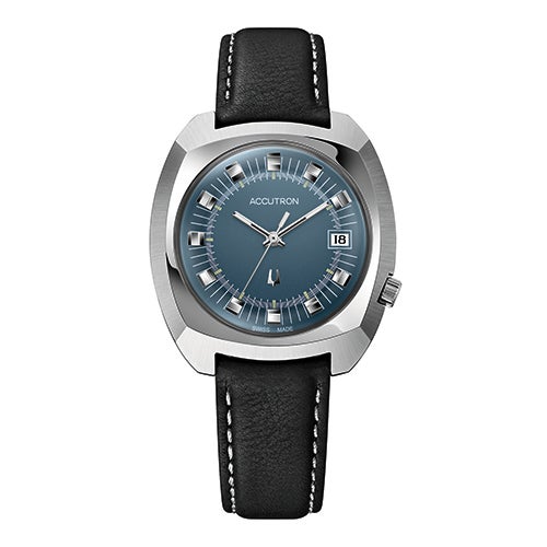 Unisex Legacy Automatic Black Leather Strap Watch, Teal Dial