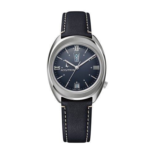 Unisex Legacy Automatic Silver & Dark Blue Leather Watch, Dark Blue Dial