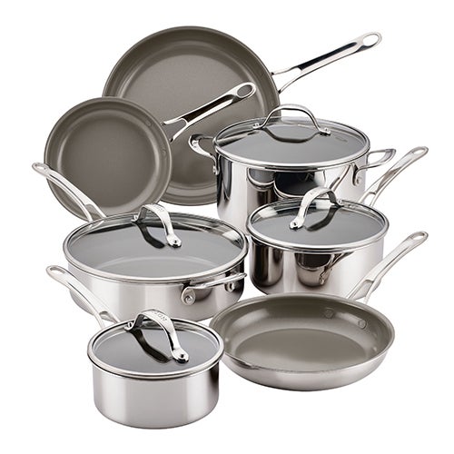 11pc Everlast Ceramic Stainless Steel Cookware Set