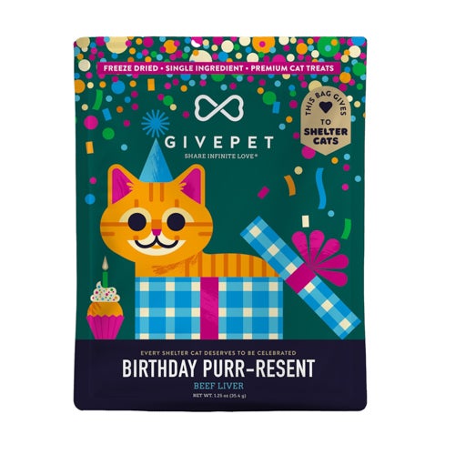 Birthday Purr-resent Freeze-Dried Cat Treats - 1.25 oz Bag